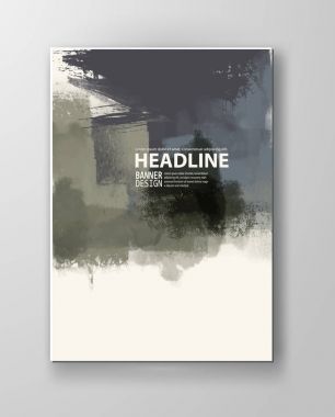 Boyalı grunge poster öğesi. Haki mürekkep vektör afiş izole üzerinde beyaz lekeler. Arka tasarımı için. El vektör çizim beyaz zemin üzerine çekilmiş. Fırça konturları vektör.