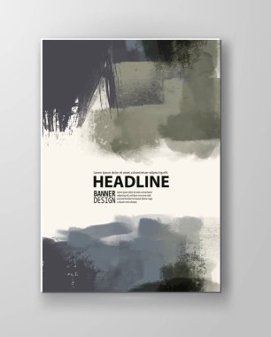 Boyalı grunge poster öğesi. Haki mürekkep vektör afiş izole üzerinde beyaz lekeler. Arka tasarımı için. El vektör çizim beyaz zemin üzerine çekilmiş. Fırça konturları vektör.