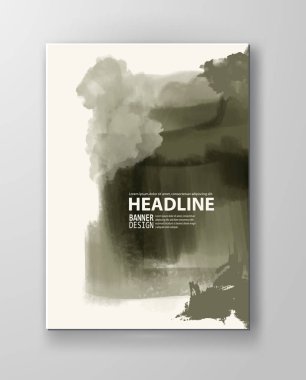 Boyalı grunge poster öğesi. Haki mürekkep vektör afiş izole üzerinde beyaz lekeler. Arka tasarımı için. El vektör çizim beyaz zemin üzerine çekilmiş. Fırça konturları vektör.