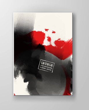 Kırmızı ve siyah arka plan ile mürekkep uyarıları. Japon tarzı kompozisyon. Duvar kağıdı, iç, el ilanı kapak, poster, afiş, kitapçık için agresif fütüristik dinamik arka plan.