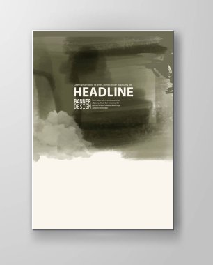 Boyalı grunge poster öğesi. Haki mürekkep vektör afiş izole üzerinde beyaz lekeler. Arka tasarımı için. El vektör çizim beyaz zemin üzerine çekilmiş. Fırça konturları vektör.