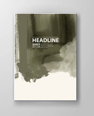 Boyalı grunge poster öğesi. Haki mürekkep vektör afiş izole üzerinde beyaz lekeler. Arka tasarımı için. El vektör çizim beyaz zemin üzerine çekilmiş. Fırça konturları vektör.