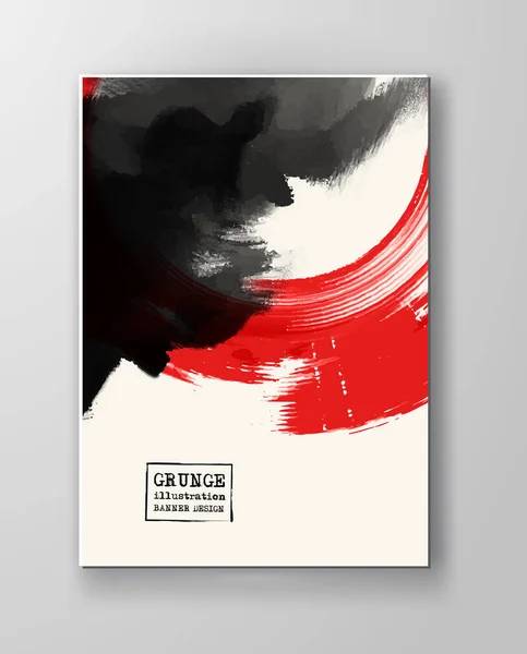 Fundo Abstrato Vermelho Preto Com Manchas Tinta Composição Estilo Japonês —  Vetores de Stock