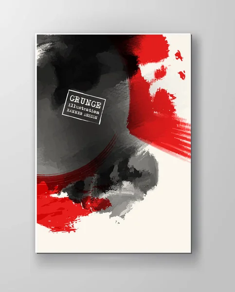 Fondo Abstracto Rojo Negro Con Manchas Tinta Composición Estilo Japonés — Archivo Imágenes Vectoriales