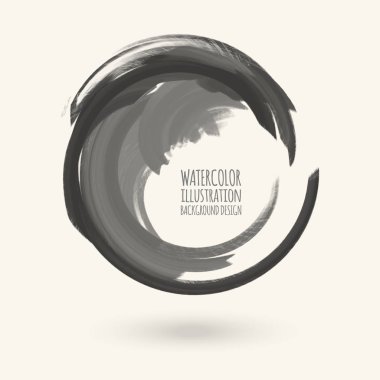 Kontur beyaz arka planda siyah gri mürekkep tur. Japon tarzı. Grunge daire lekeleri vektör çizim