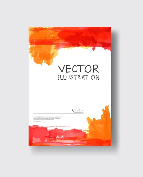 Pincel Tinta Laranja Vermelho Fundo Branco Estilo Japonês Ilustração Vetorial — Vetor de Stock