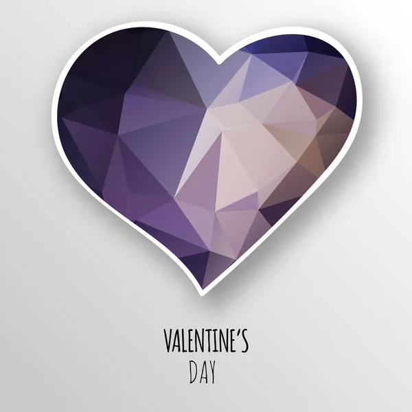 Векторно Фиолетовое Кристаллическое Сердце Белом Фоне Геометрическая Смятая Треугольная Низкопольная — стоковый вектор