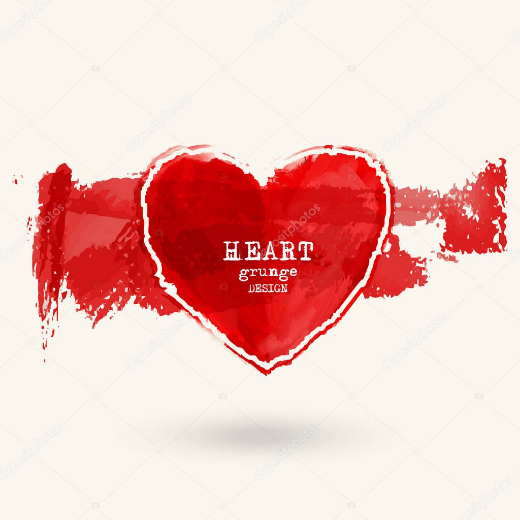 Abstract vector grunge heart symbol design. Love concept.