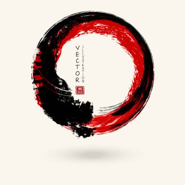 Siyah ve kırmızı mürekkep yuvarlak kontur
