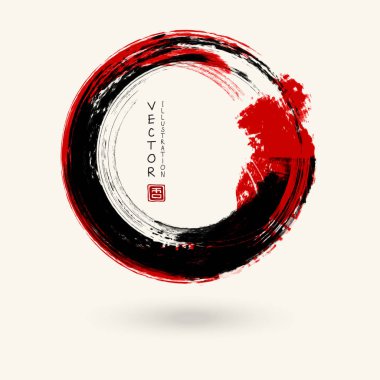 Siyah ve kırmızı mürekkep yuvarlak kontur