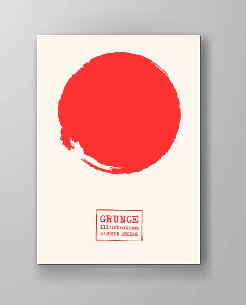 白地に大きな赤いグランジ円. — ストックベクタ