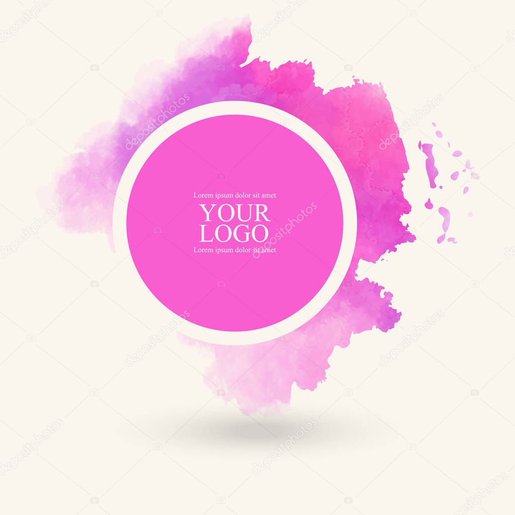 pink abstract watercolor background for logo.