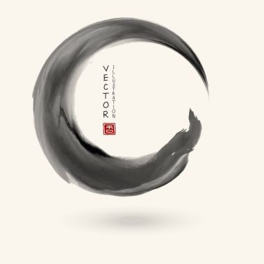 Siyah mürekkep yuvarlak beyaz vuruş