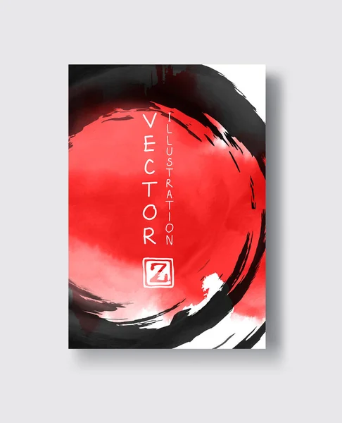 Roter und schwarzer abstrakter Hintergrund mit Tintenklecksen — Stockvektor