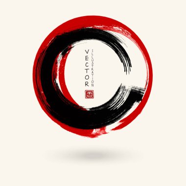 Siyah ve kırmızı mürekkep yuvarlak kontur