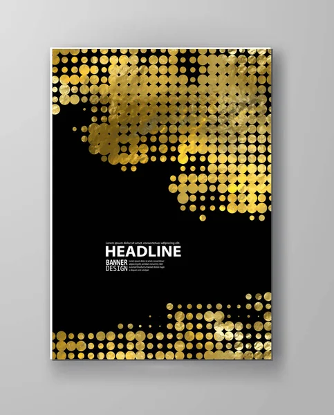 Folhetos com padrões em ouro e preto textura meio-tom . —  Vetores de Stock