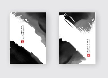 Zarif broşür şablonu tasarım mürekkep fırça öğesi