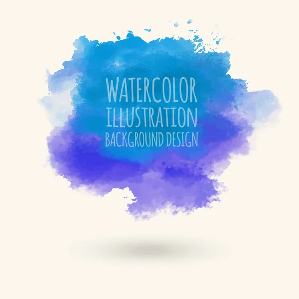 Blue watercolor hand drawn isolated vector wash spot on white. — Stock Vector