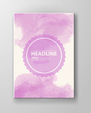 Sulu boya pembe renk tasarım afiş. Vektör çizim