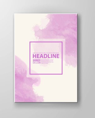 Sulu boya pembe renk tasarım afiş. Vektör çizim
