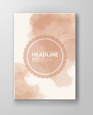 Suluboya şeftali rengi tasarım afiş. Vektör çizim