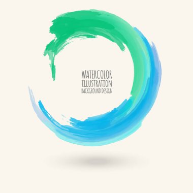 Sulu Boya doku. Beyaz arka plan üzerinde yuvarlak kontur mürekkep. Basit tarzı. Grunge daire lekeleri vektör çizim.