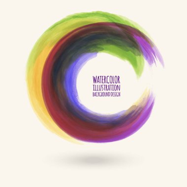 Sulu Boya doku. Beyaz arka plan üzerinde yuvarlak kontur mürekkep. Basit tarzı. Grunge daire lekeleri vektör çizim.