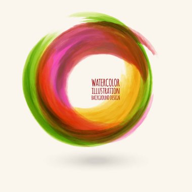 Sulu Boya doku. Beyaz arka plan üzerinde yuvarlak kontur mürekkep. Basit tarzı. Grunge daire lekeleri vektör çizim.