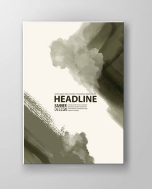 Boyalı grunge poster öğesi. Haki mürekkep vektör afiş izole üzerinde beyaz lekeler. Arka tasarımı için. El vektör çizim beyaz zemin üzerine çekilmiş. Fırça konturları vektör.