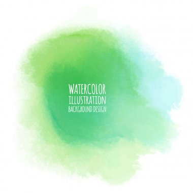 Beyaz arka plan üzerine soyut yeşil suluboya. Gazetede sıçramasına renk. Çizilmiş bir koludur. Vektör çizim.