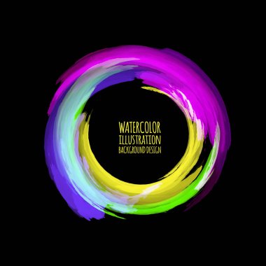 Neon boya soyut yuvarlak. Parlayan retro çerçeve. Vintage floresan daire sembolü. Club, bar veya Cafe siyah bir duvar için bir işaretçi yakma. Reklam, işaret, poster, afiş tasarım öğesi. Vektör çizim