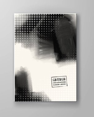 Soyut mürekkep lekesi arkaplanı. Tek renkli grunge boya tasarımı. Vektör illüstrasyonu.