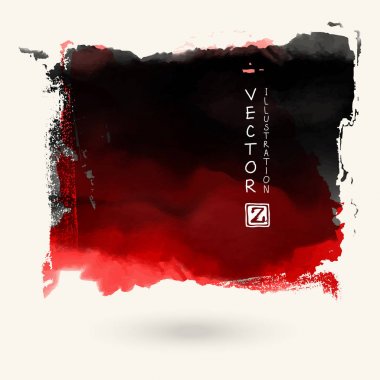 Vektör siyah kırmızı renk fırça darbeleri. Sulu Boya tek renkli Grunge elemanları izole. Duman fırçalar tasarımınız için. Serbest el. Mürekkep sıçrama. Akrilik damgası. Vektör çizim