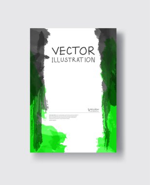 Mürekkep fırçası elementli zarif broşür tasarımı. Soyut dekorasyon. Vektör illüstrasyonu.