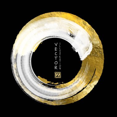 Vektör siyah, beyaz ve altın tasarım şablonları için broşürler, el ilanları, mobil teknolojiler, uygulamalar, Online Hizmetler, tipografik amblem, Logo, afiş ve Infographic. Altın Modern arka plan.