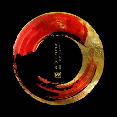 Vektör kırmızı, siyah ve altın tasarım şablonları için broşürler, el ilanları, mobil teknolojiler, uygulamalar, Online Hizmetler, tipografik amblem, Logo, afiş ve Infographic. Altın Modern arka plan.