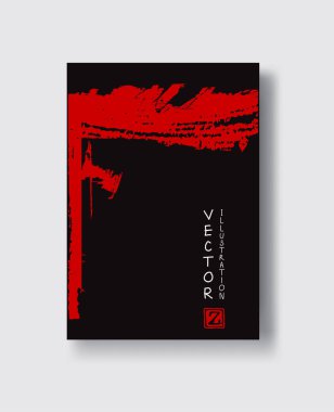 Mürekkep fırçası elementli zarif broşür tasarımı. Soyut dekorasyon. Vektör illüstrasyonu.