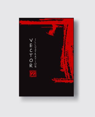 Mürekkep fırçası elementli zarif broşür tasarımı. Soyut dekorasyon. Vektör illüstrasyonu.