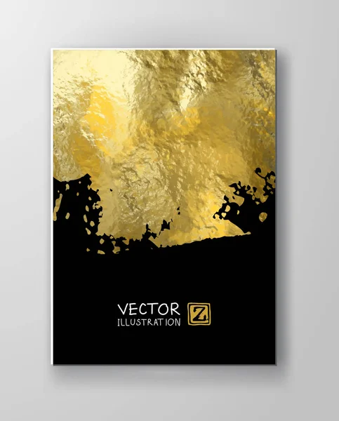 Vektor Schwarz Gold Designvorlagen Für Broschüren Flyer Mobile Technologien Anwendungen — Stockvektor