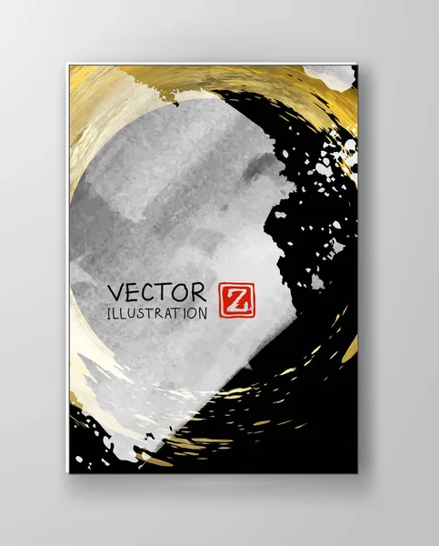 Modelli Design Bianco Nero Oro Vettoriale Brochure Volantini Tecnologie Mobili — Vettoriale Stock
