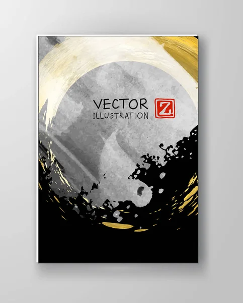 Plantillas Diseño Blanco Oro Negro Vectorial Para Folletos Volantes Tecnologías — Vector de stock