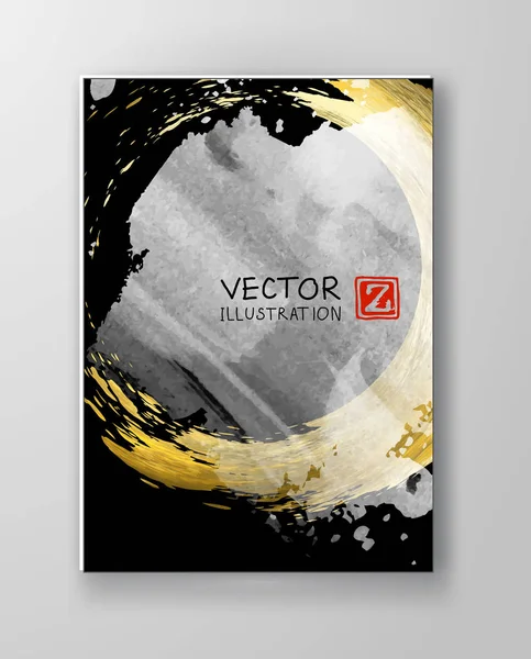 Vector Μαύρο Άσπρο Και Χρυσό Σχεδίαση Πρότυπα Για Φυλλάδια Διαφημιστικά — Διανυσματικό Αρχείο