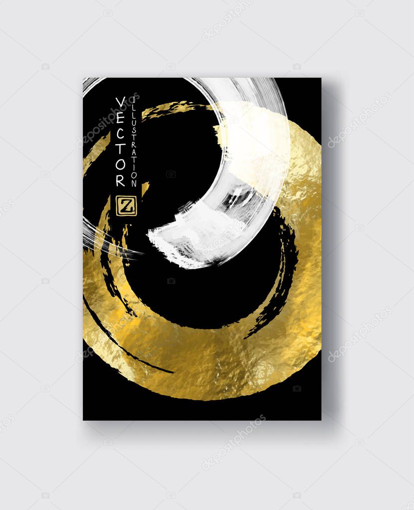 Vector Black and Gold Design Templates for Brochures, Flyers, Mobile Technologies, Applications, Online Services, Typographic Emblems, Logo, Banners and Infographic. Golden Abstract Modern Background.