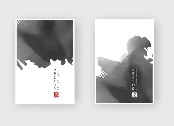 Modèle Brochure Élégant Avec Des Éléments Brosse Encre Décoration Abstraite — Image vectorielle