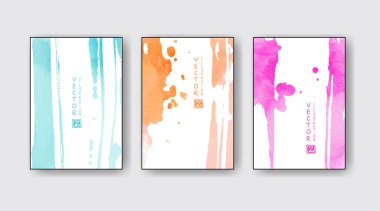 Suluboya parlak renk tasarımı pankart seti. Vektör illüstrasyonu