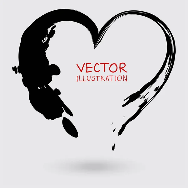 Abstract vector ink Heart. Painted with a brush. — Stock Vector