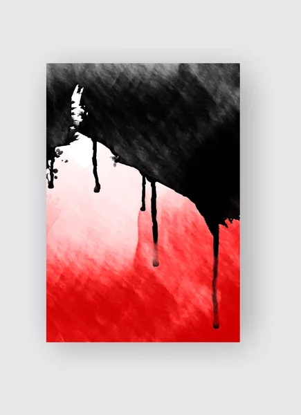 Svart och rött bläck pensel stroke på vit bakgrund. Japansk stil. — Stock vektor