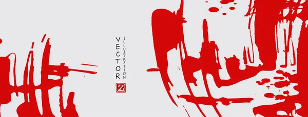 Piros tinta ecset stroke fehér háttérrel. Japán stílus. — Stock Vector