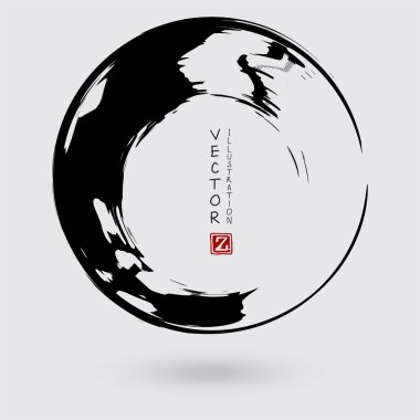 Vektör mürekkebi şeklinde. Çember elemanı. Döner fırça darbesi.