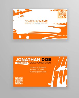 Minimalist tasarımlı yaratıcı bir kartvizit şablonu. Soyut mürekkep fırça darbeleri.